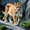 an isolated mountain lion cougar stalking fierce photorealistic illustration on a transparent background in See Less