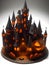 isolated mystical pumpkin castle in white background ai generated