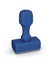 Isolated new blue plastic rubber stamps on white background. 3D Illustration.