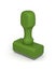 Isolated new green plastic rubber stamps on white background. 3D Illustration.