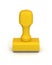 Isolated new yellow plastic rubber stamps on white background. 3D Illustration.