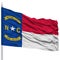 Isolated North Carolina Flag on Flagpole, USA state