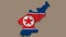 Isolated North Korea flag over territory