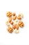 Isolated nuts pattern background. Walnut, cashew, almond and hazelnut on white background. View from above