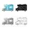 Isolated object of bus and motorhome icon. Web element of bus and vintage stock symbol for web.