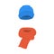 Isolated object of hat  and blue icon. Collection of hat  and orange  stock vector illustration.