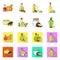 Isolated object of healthy and vegetable logo. Collection of healthy and agriculture vector icon for stock.