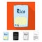 Isolated object of packet and rice logo. Set of packet and white stock symbol for web.