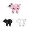 Isolated object of pig and robotic logo. Collection of pig and cybernetics vector icon for stock.