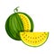Isolated object of watermelon and yellow sign. Set of watermelon and fresh stock symbol for web.