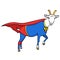 Isolated object on white background. Flies Goat Animal Dressed As Superhero With clothes Vigilante Character. Comic