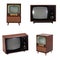 Isolated  old television white background