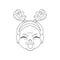 Isolated old woman reindeer christmas draw borderline vector illustration