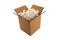 Isolated open cardboard box with packing peanuts