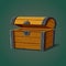 Isolated opened pirate chest or crate, trunk