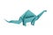 Isolated origami paper blue dinosaur brontosaurus