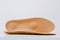 Isolated orthopedic insoles on a white background. Medical insoles. Foot care. Insole cutaway layers. Treatment and