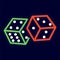 Isolated pair of dices Casino Icon Neon style Vector