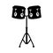 Isolated pair of drums silhouette