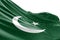 Isolated Pakistani Flag waving 3d Realistic fabric