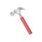 isolated paper cut of red metal hammer tool is equipment icon for construction work