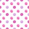 Isolated and pathed watercolor painted pink purple dot in seamless pattern on white background