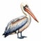 Isolated Pelican Vector Illustration In Zinaida Serebriakova Style