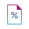 Isolated percentage document gradient line style icon vector design