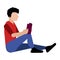 Isolated person reading a book icon