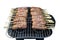 The isolated picture of grilled pork on the electronic stove