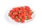 Isolated pile strawberry in white dish