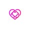 Isolated pink abstract monoline heart logo. Love logotypes.