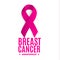 Isolated pink color ribbon on the white background logo. Against cancer logotype. Stop disease symbol. International