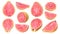 Isolated pink fleshed yellow skin guava pieces