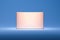Isolated pink realistic cardboard box on blue background. 3d rendering.