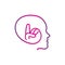 Isolated pink vector human head silhouette logo. Forefinger image. Creative brain. Intelligent person symbol. Smart man