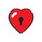 Isolated pixelated locked heart icon