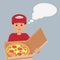 Isolated pizza deliveryman character.
