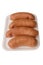 Isolated plastic package with sausages on the white