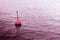 Isolated plastic red bouy on a calm water  - concept image with copy space
