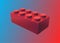 Isolated plastic toy brick. Vector multi colored illustration on gradient background. Original game object.