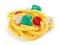 Isolated plasticine pasta with vegetables