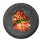 Isolated plate of italian spaghetti arrabbiata