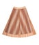 Isolated pleated skirt on white, caramel colour of bell skirt,  light brown fashionable female outfit, beige drape garment,