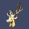 Isolated polygonal golden stag, geometric polygon deer animal