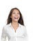 Isolated portrait of smiling laughing woman