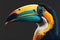 Isolated portrait of a toucan bird striking a pose, digital illustration painting artwork