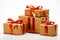 Isolated presents, boxes on white. Evoke holiday spirit, Valentine\\\'s Day affection.