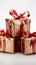 Isolated presents, boxes on white. Evoke holiday spirit, Valentine\\\'s Day affection.