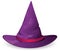 Isolated Purple and Pointy Witch Hat Decorated with Band, Vector Illustration